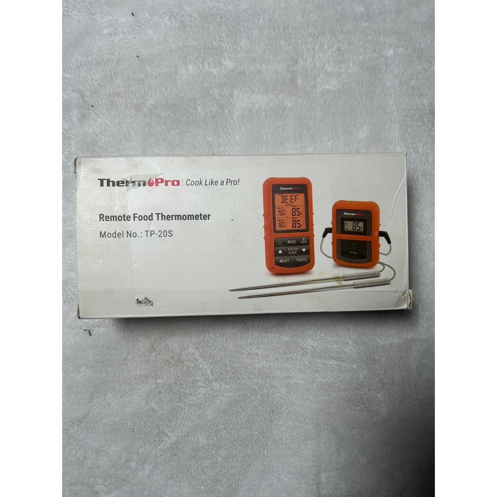 ThermoPro‎ TP-20S Remote Food Thermometer Wireless Dual Probe Orange BBQ Grill